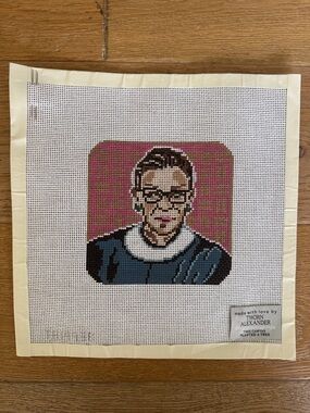 NWT Ruth Bader Ginsburg Needlepoint Stitch Canvas 18M - includes threads!